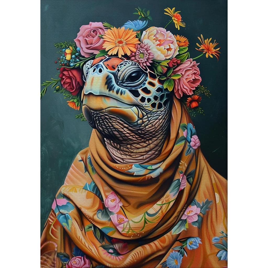 Vintage Maximalist Floral Wild Animal Canvas Painting Lion Owl Peacock Wolf Flower Poster Print Wall Art Picture Home Decor
