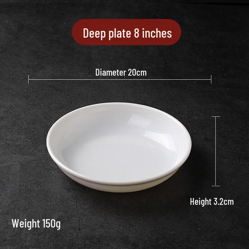 White A5 Melamine Deep Round Dinner Plates