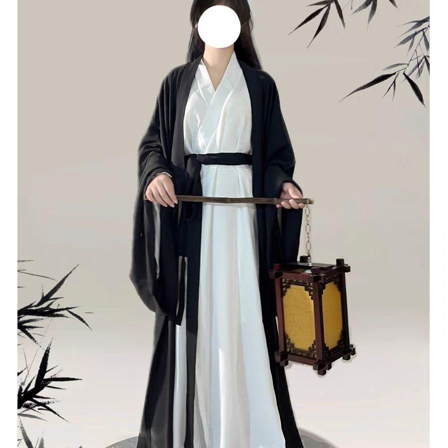Chinese Wei And Jin Style Hanfu Daily Improved Cross-collar Suit