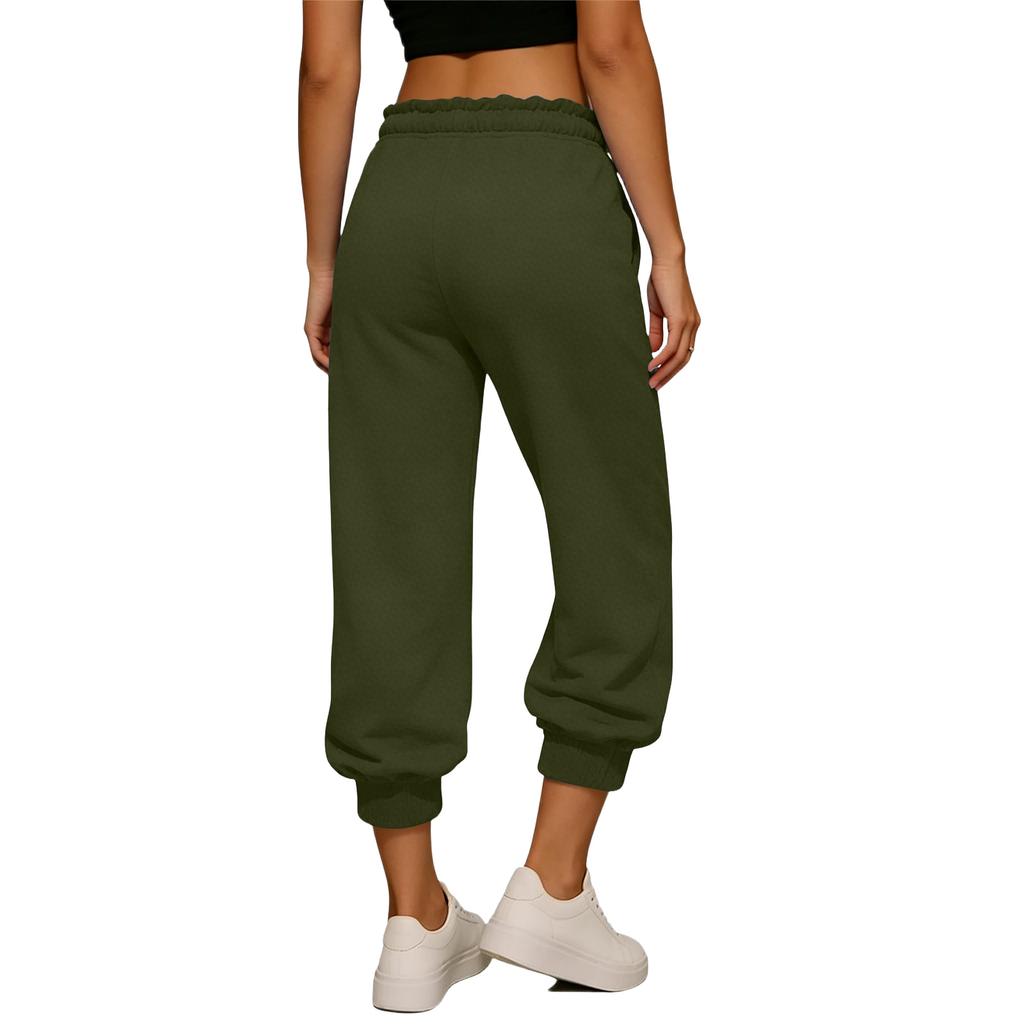 Pantalones Jogger de Cintura Alta con Cordón para Mujer, Corte Holgado, Puño Elástico, Pantalones de Chándal Casual con Bolsillos para el Uso Diario