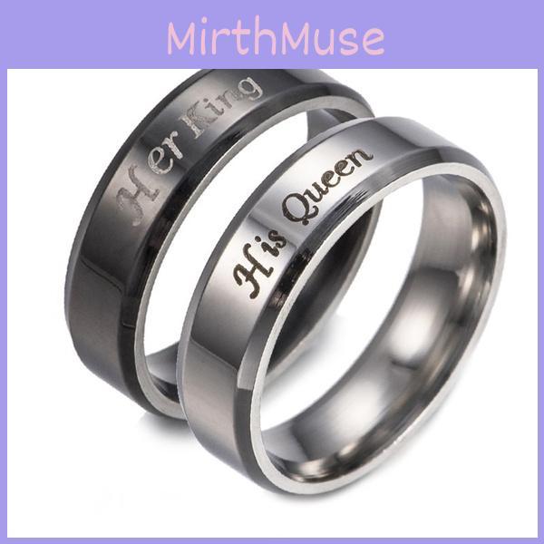 Elegant His And Hers King Queen Couple Rings In Durable Stainless Steel Design