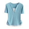 Plus Size V-Neck Short Sleeve Top With Standard Shoulder Slim Fit Lightweight Summer Tee Versatile Breathable Soft Material Flattering Slim Women Top