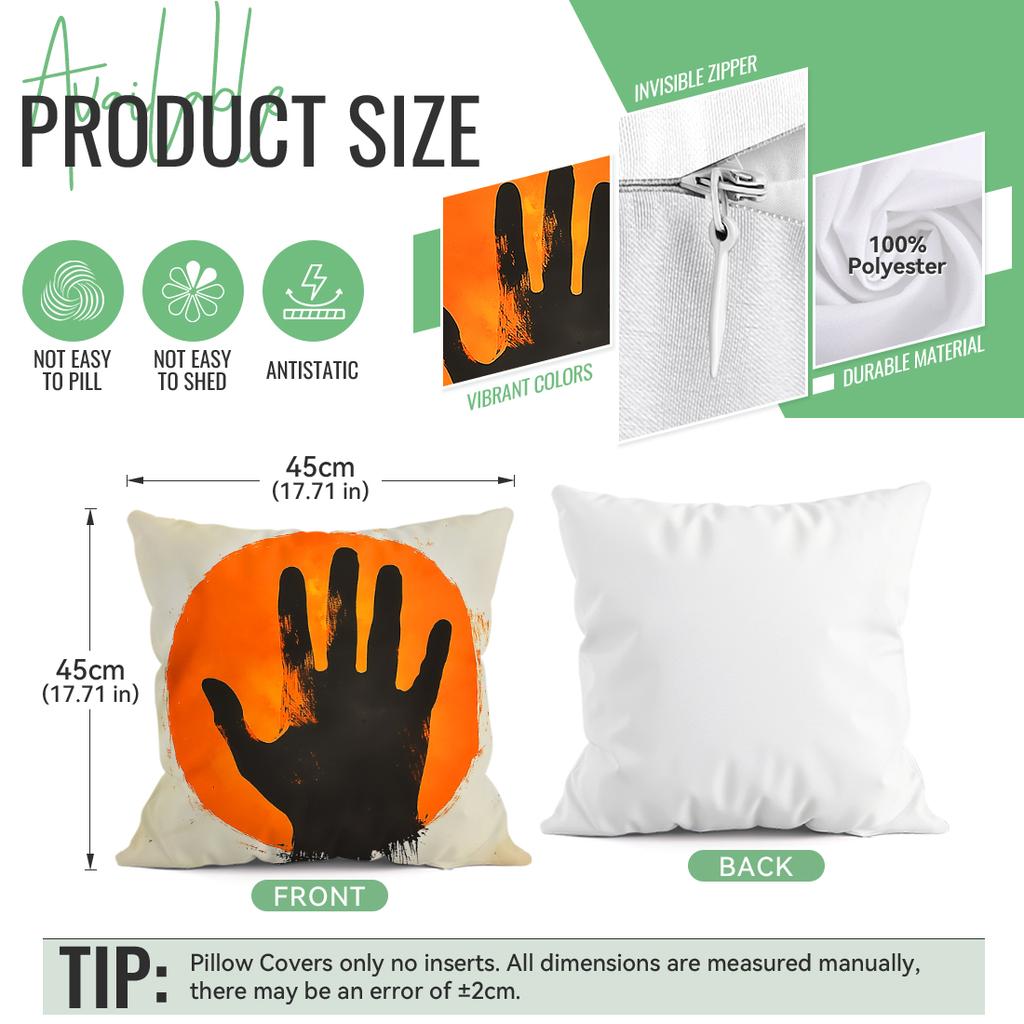 Black Handprint Cushion Pillowcase Printed Polyester 45x45cm Throw Pillowcover Decorative Sofa Cushion Pillowslip Home Decor