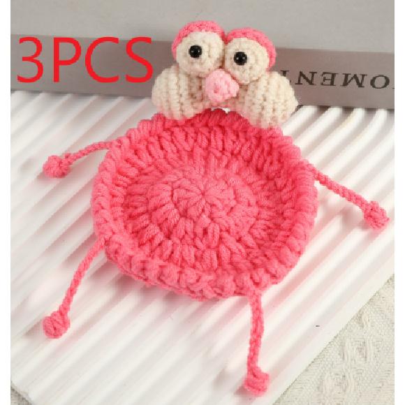 2pcs Hand Knitted Wool Tea Coaster - Heat Resistant Non Slip Drink Mat for Home Kitchen Table Decor