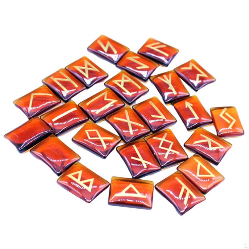 25Pcs Rune Chakras Runes s,Crystal Rectangle Shaped Pendant Decor