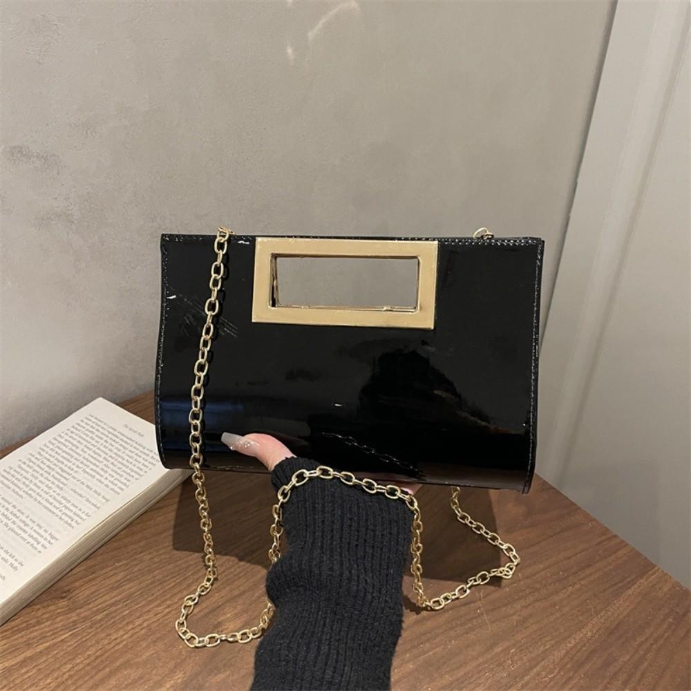 Square Women Evening Clutch Bag Elegant Chain Shoulder Bag Gift PU Leather Crossbody Bags Wedding чёрный
