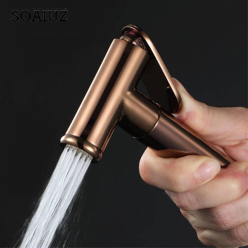 Rose Gold Douche Kit Hand Held Bidet Sprayer Stainless Steel Toilet Bidet Copper Valve Jet Set Shower Head 3/4pcs Sprayer Set