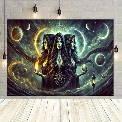 VIKAMA Gothic Hecate Realism and Fantasy Goddess Tapestry Wall Decoration Bedroom and Games Room Home Decor Hanging