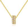 OAHLAN Fashion Jewelry Full Circle Cubic Zirconia Gold Plated 925 Sterling Silver Pendant Necklace for Women Mother's Day Gift