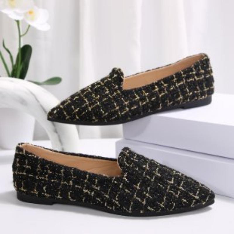 

Женские французские туфли-лодочки с острым носком в клетку, модные, универсальные, для работы, улицы, дома, с темпераментом, одинарные туфли, туфли Ле Фу 43 чёрный