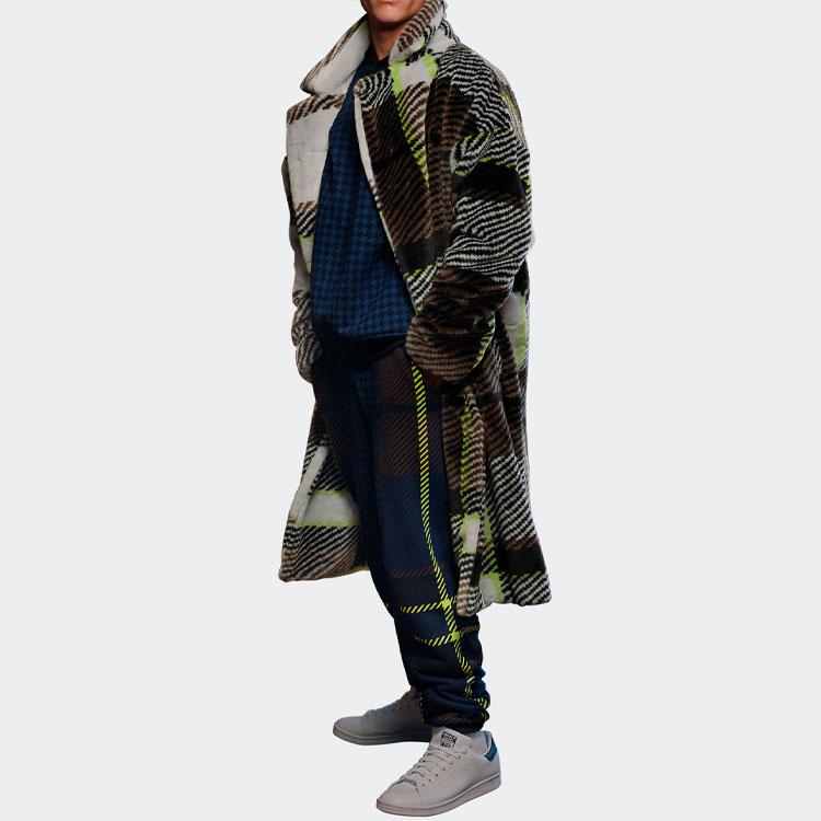 Adidas Originals Trefoil Checkered Casual Single-Breasted Coat Unisex Coats Solid-Grey HN1573