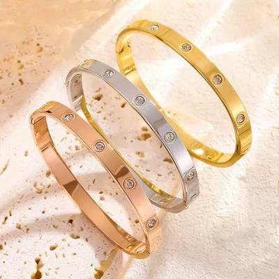 Bracciale Kaja da Donna in Acciaio al Titanio con Diamanti – Antisfading, Semplice, Stile Europeo e Americano con Chiusura a Unghia Piena.