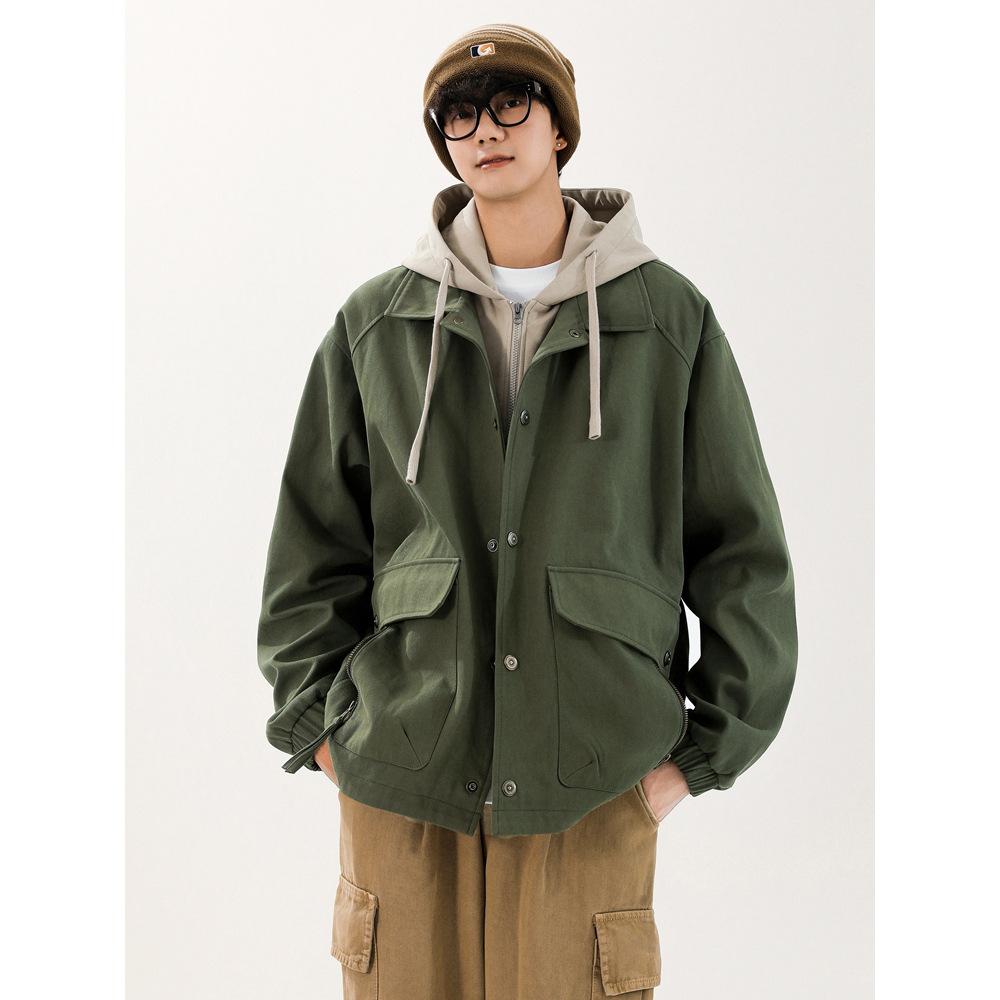 Осень Новая Инструментальная Ретро Куртка Ширина Куртки M армия зеленый