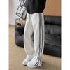 Mens Striped Sweatpants Straight Loose Wide Leg Casual Pants Daily Wear