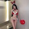 Seductive Christmas Bunny Girl Lingerie Set - Open Crotch, Three-Piece, Quick-Release Temptation Outfit