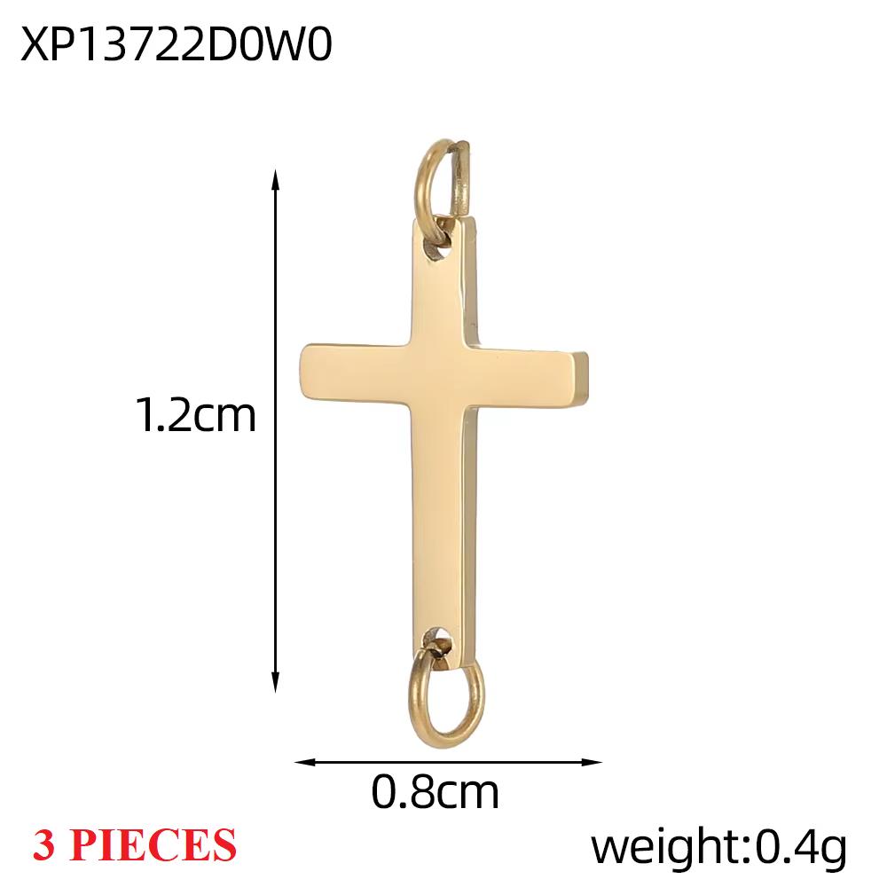 

3PCS/LOT CARLIDANA Vintage Gold Plated Charms, Cross Peanut Flower Star Heart Pendants Stainless Steel for Jewelry Making