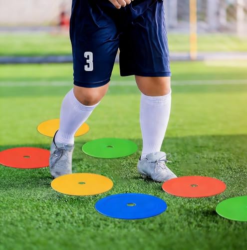 siawadeky Flat Markers, Flat Cones, Set of 15, Spot Markers for Soccer, Futsal, Training, Indoor and Outdoor Practice, Non-Slip, Anti-Flying Iron Mark