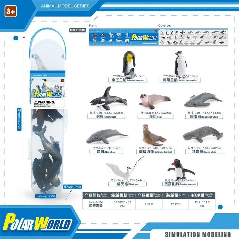 Simulation Antarctic Arctic Penguin Whale Model Mini Polar World Animal Set Static Model Ornament Barrel
