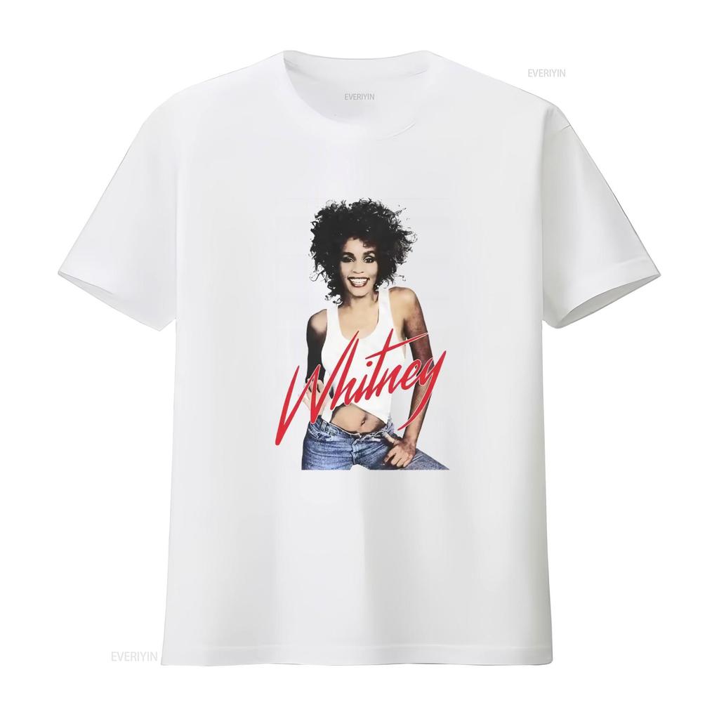 T-shirt Whitney Houston Iconica Foto Stampa Wanna Dance Stile Retro Moda vintage Lavata Alla Moda uomo Comoda