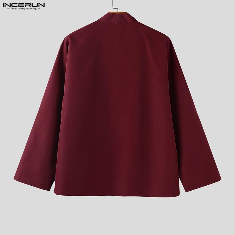 INCERUN Cárdigan Casual Holgado de un Botón para Hombre Tops Kimono Finos