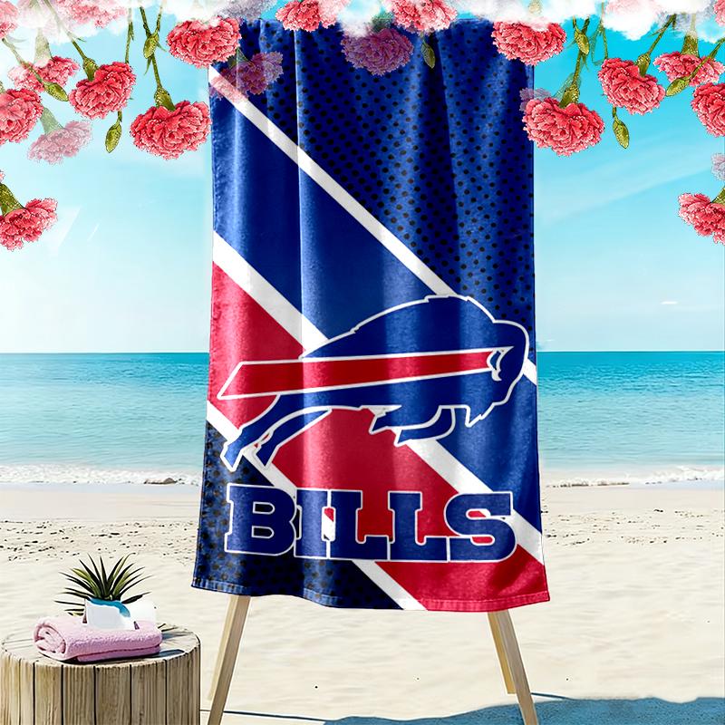 Asciugamano da Spiaggia Stampa Buffalo Bills, Asciugamano Grande Morbido Asciugatura Rapida per Spiaggia Campeggio Nuoto