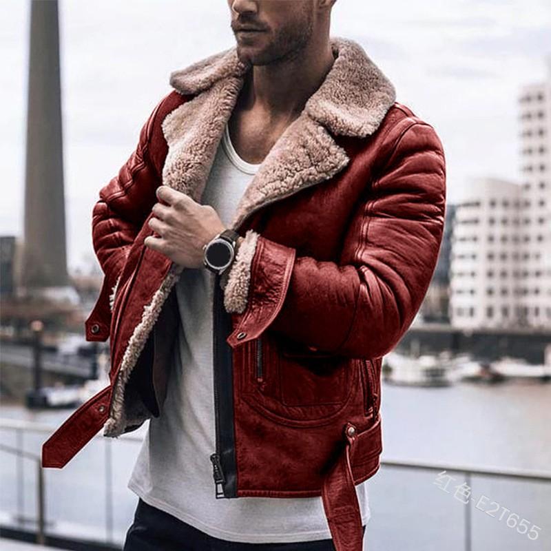 Mens PU Leather Jacket Winter Casual