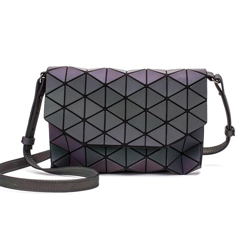 Leuchtende Geometrische Umhängetasche Damen Rhombus Umschlagtasche Clutch Tag Magnetverschluss Damen Schultertasche