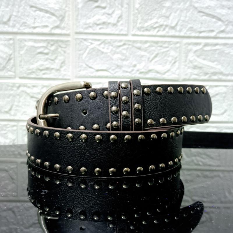 

Ремень женский джинсовый завязывающийся ремень женский ремень с заклепками ремень для пожилых людей в стиле панк с металлической пряжкой регулируемый кожаный пояс Belt Length 110cm чёрный