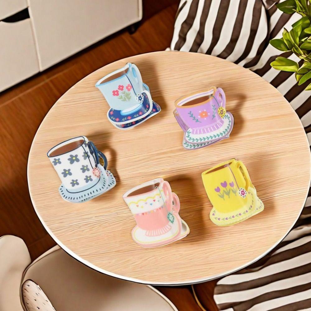 Cute Coffee Cup Hair Clip Flower Small Hair Claw Personalized Acetate Hair Claw  Daily