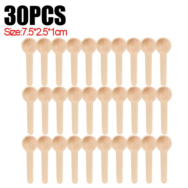 10/30PCS Mini Wooden Spoons Round Head Coffee Honey Tea Spoon Kitchen Natural Wood Sugar Salt Condiment Scoop Reusable Tableware