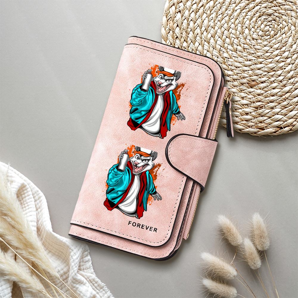 Trendy Cool Wolf Printed Long Wallet Portable PU Leather Card Holder Casual Fashion Daily Use Money Purse For Streetwear Lovers