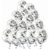 25pcs Silvery Foil Confetti Balloons 12 Inch Latex Balloon with Silvery Confetti Inside for Birthday Wedding Party Decorations