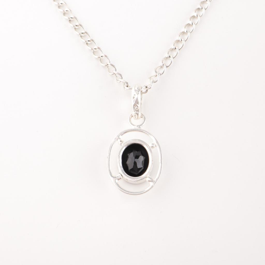Black Onyx Gemstone 925 Sterling Silver Jewelry Handmade Pendant Gift For Wife PP-6-17