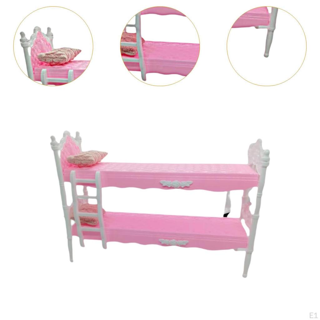 Dollhouse Bunk Bed Doll Set Miniature Pretend Play Toy for Kids