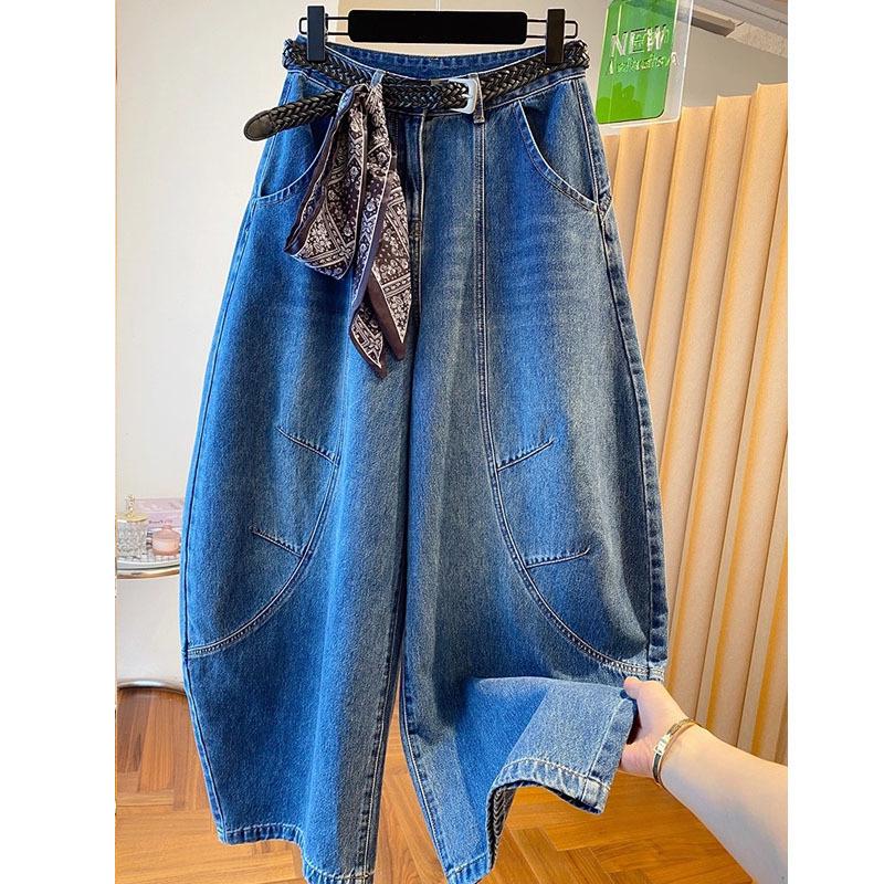 American Retro Plus Size Loose-Fit Vintage Jeans for Women – Spicy Girl Vibe, Relaxed Corridor Shape.
