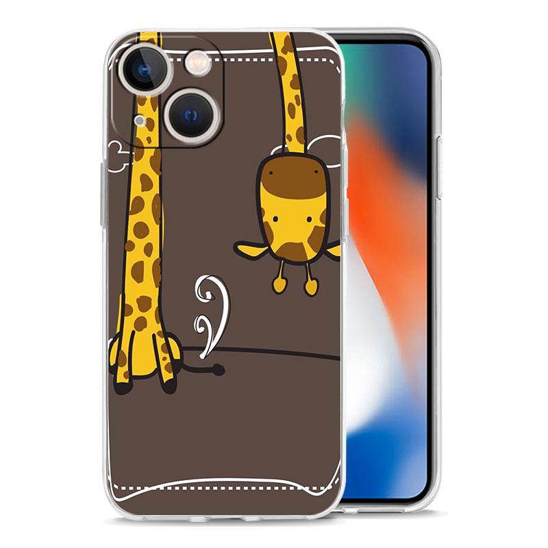 Giraffe Illustration Phone Case For iPhone 11 Cases iPhone 15 12 13 14 16 Pro Max X XR XS 14 15 Plus 16Pro iPhone16 Clear Cover