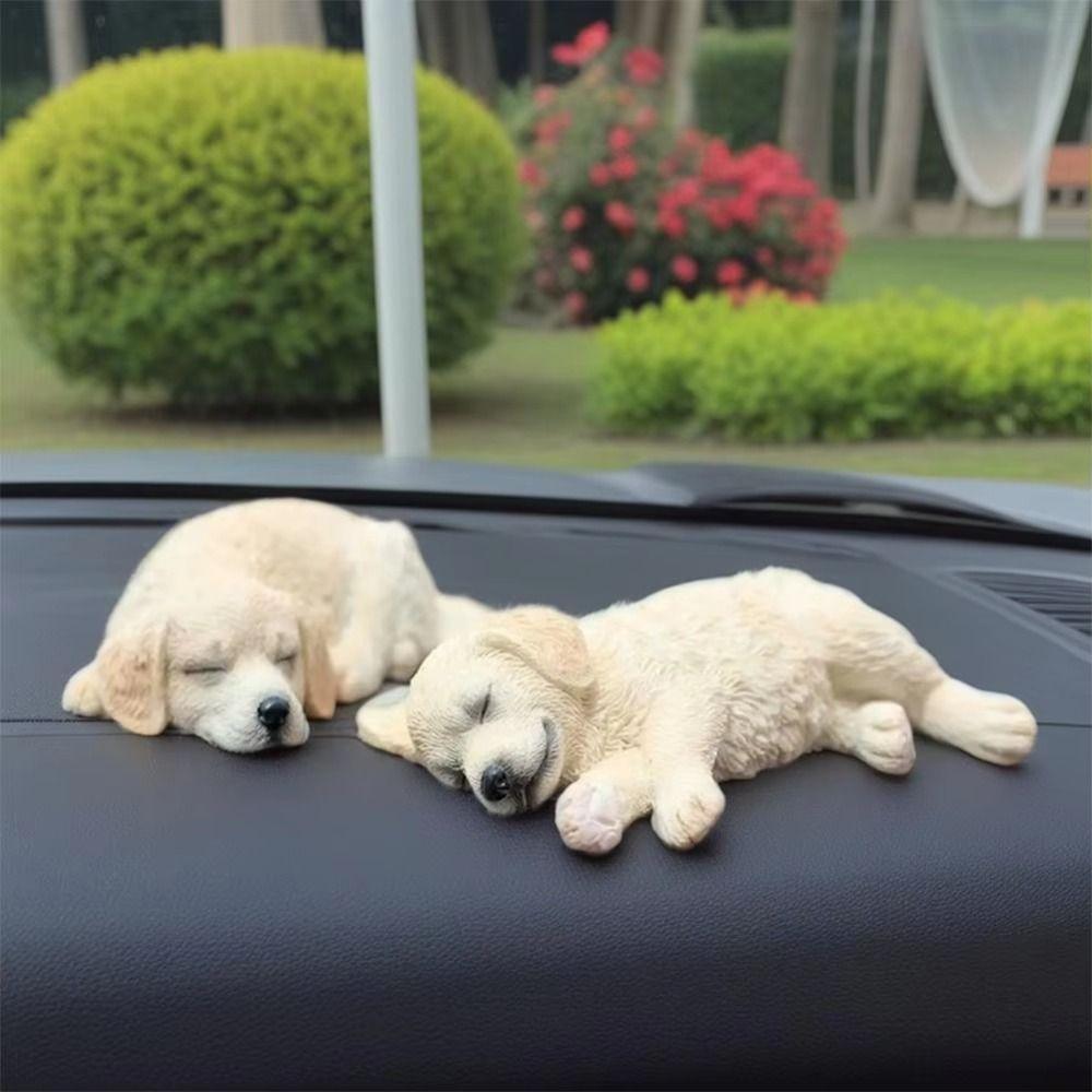 Home Decor Dog Toy Figure Simulated Golden Retriever Model Dog Car Ornaments  Birthday Gift