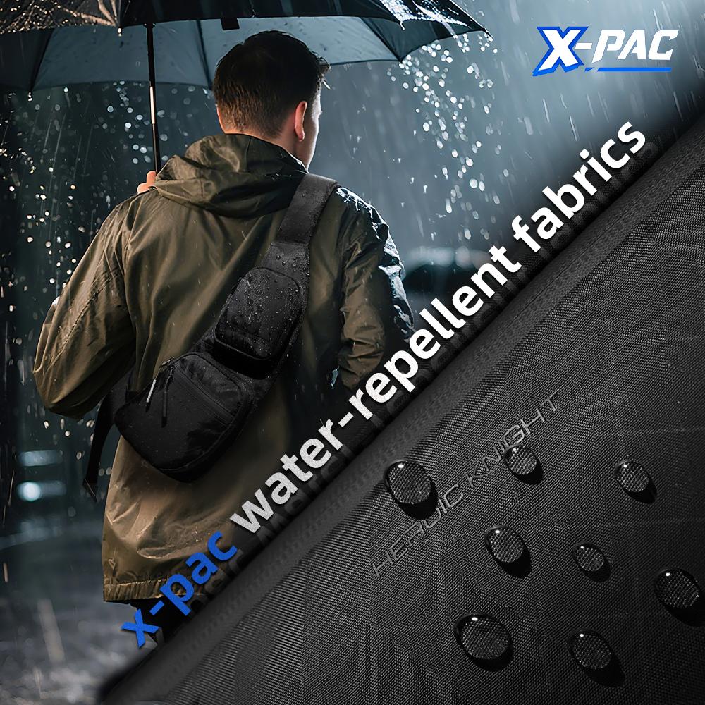 Heroic Knight Sling Bag For Men Lightweight Waterproof X-Pac Fabric Chest Shoulder Bag Outdoor Crossbody Bags Casual Travel Daypack