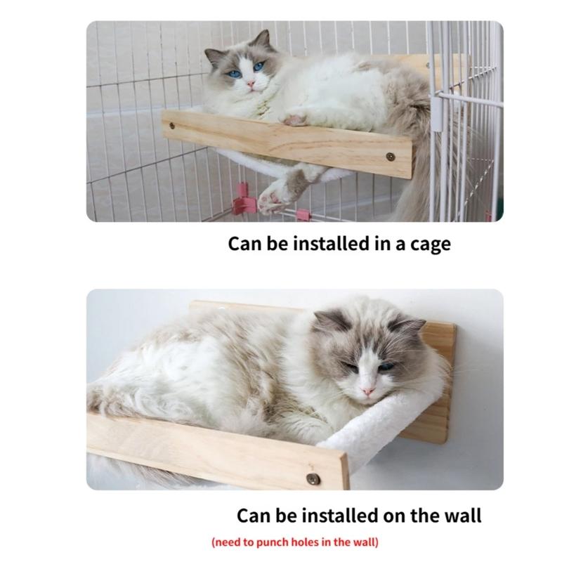 Stable Wood Wall Mounted Cats Perches for Active Cats Easyly Mount Secure Resting Bed Stability Support