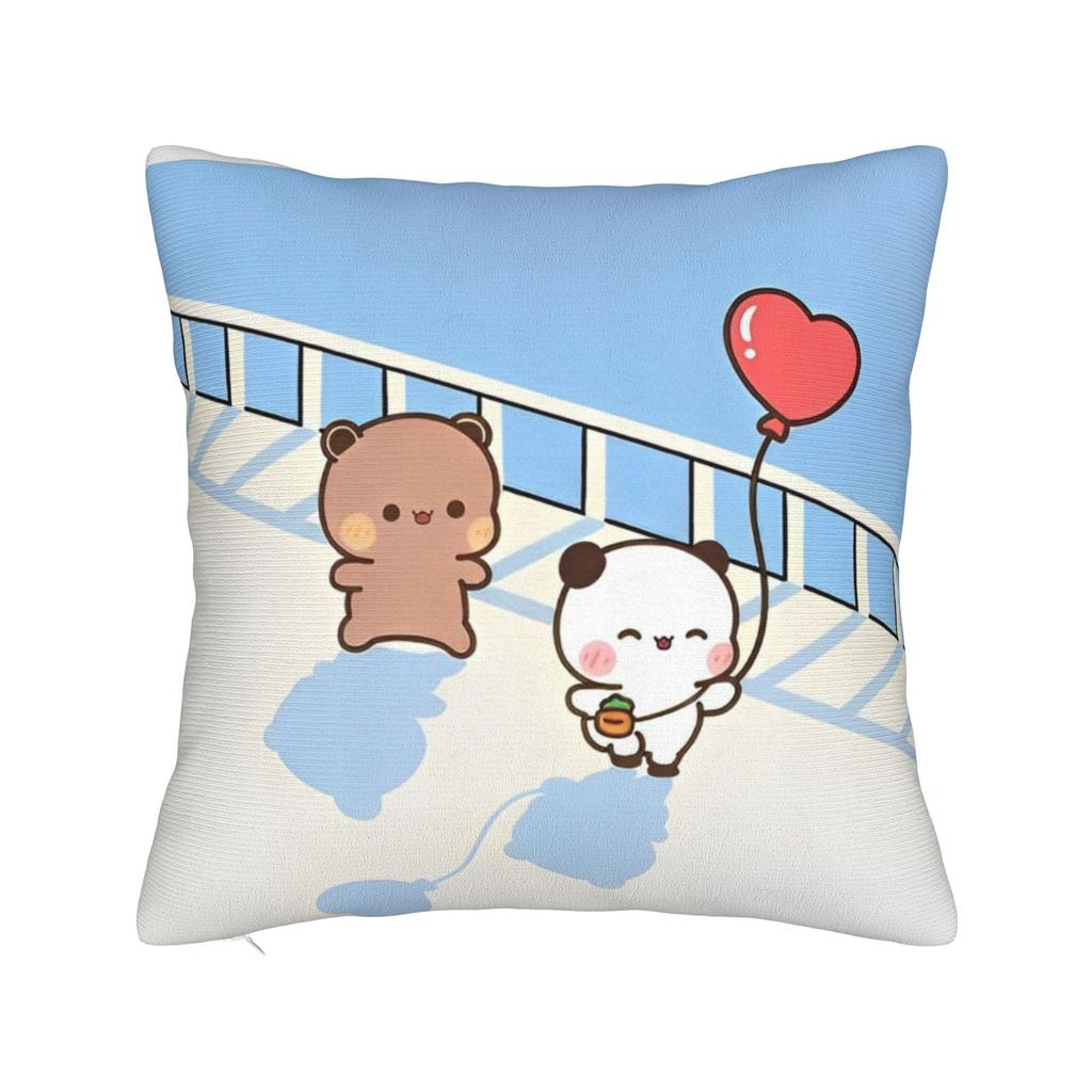 Bubu and Dudu Square Pillow Case Panda And Brownie Bear Couple Cushion Cover Awesome Decorative Pillowcase for Sofa
