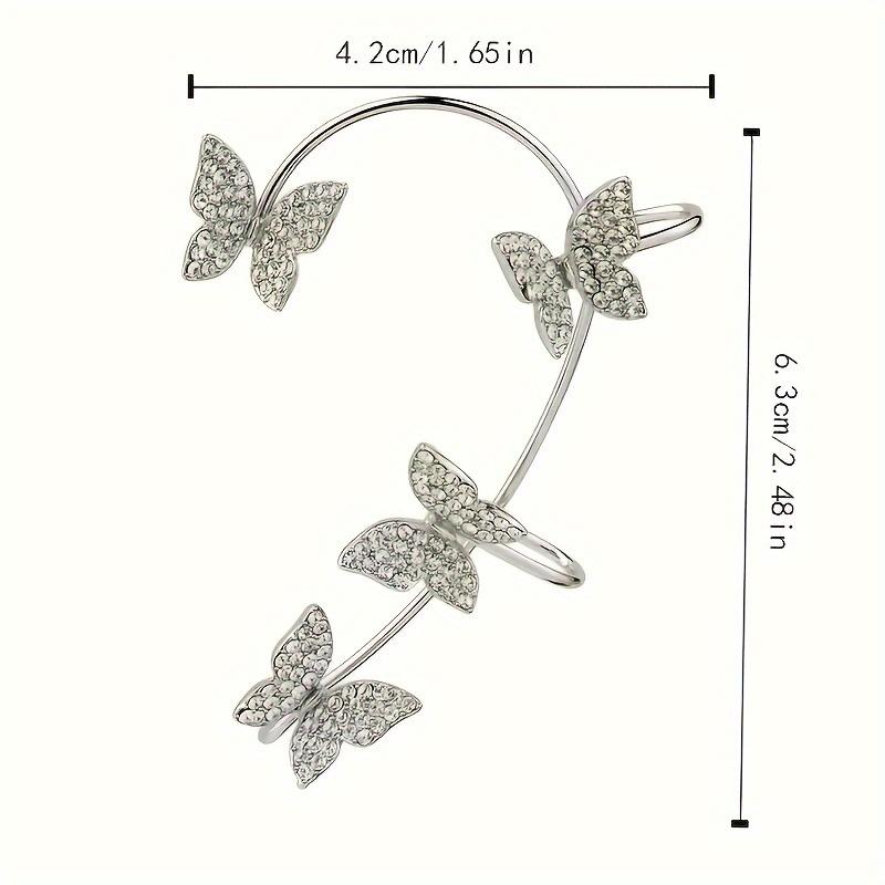 Set of 2 Butterfly Earrings with Zirconia, Non-Pierced Ear Clips for Women, Perfect for Mountaineering Bags, Fairy Style, Gift Idea
