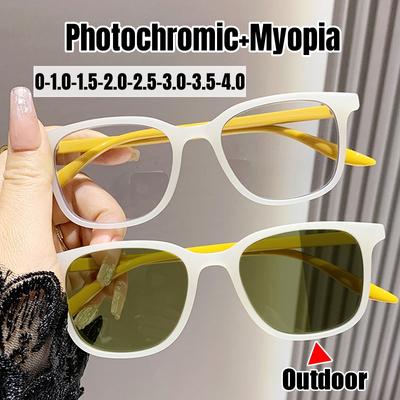 Fotochromische Myopie Bril Vintage Blauw Licht Blokkerende Bijziendheid Bril Klassieke UV Zonnebril met Kleurverandering Dioptrie