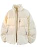 Men's Trendy White Duck Down Winter Jacket - Loose, Thick, and Warm Coat for Couples.