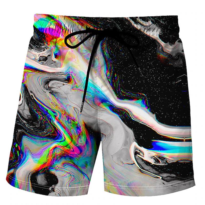 Classic Vertigo Pattern 3D Print Beach Short Pants Mens Rainbow Shorts Swim Trunks Kid Summer Board Shorts Funny  Mens Clothing