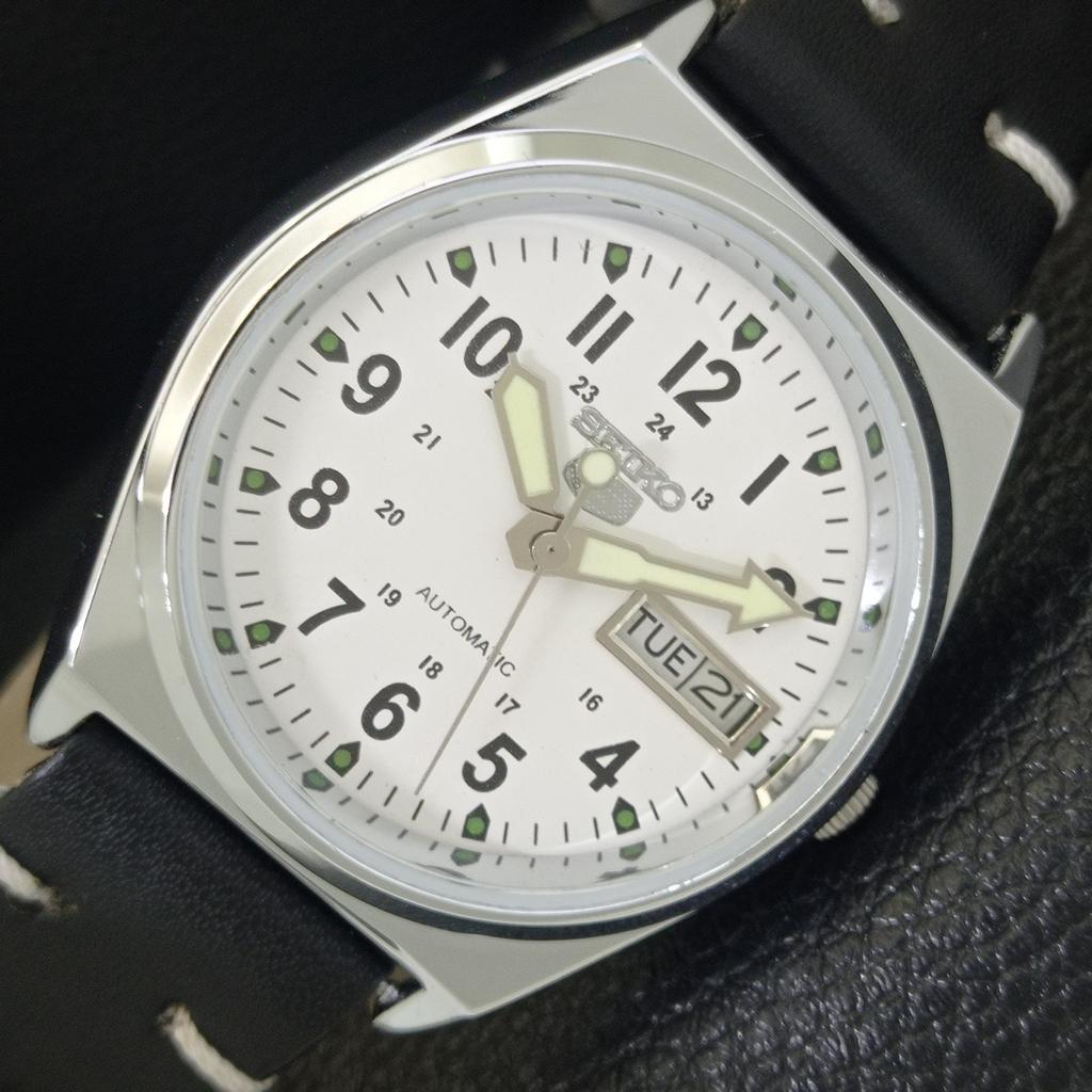 

JAPAN VINTAGE REFURBISHED SEIKO 5 AUTOMATIC 6309A MENS WHITE WATCH a441754-4