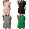 Europe Style Short Sleeve Dress With Pockets And Distressed Effect For Casual Summer Wear