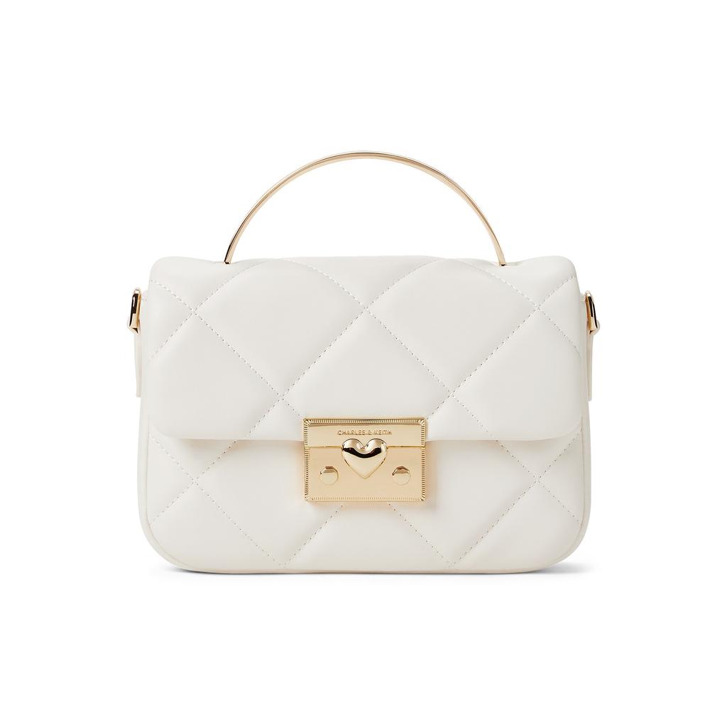 CHARLES&KEITH PU Crossbody Handbag Small Women's Pink/Cream Milk White/Black CK17-50671661