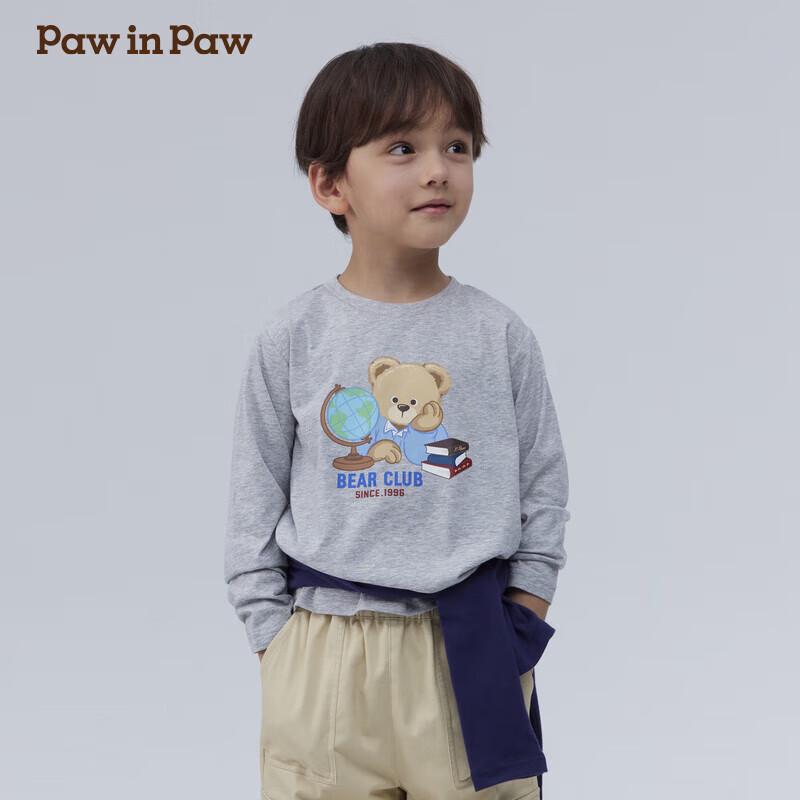 PawinPaw Cartoon Bear Kids  Unisex Long Sleeve T-shirt 2025 Spring 90