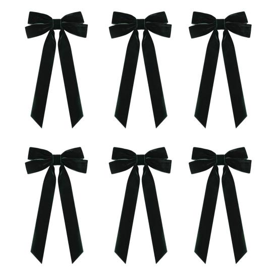 6Pcs Velvet Ribbon Bow Tie Christmas Tree Decorations Xmas Ornaments for Home Party Garland Festive Holiday Decor Indoor Outdoor Use