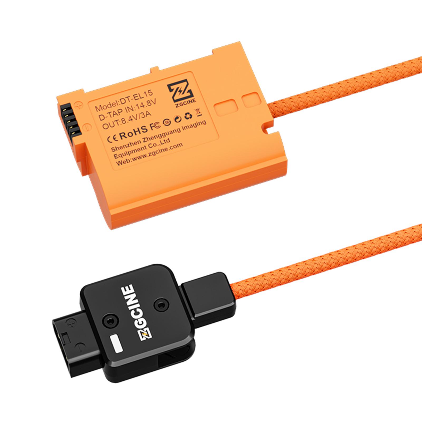 

ZGCINE EN-EL15 фиктивный аккумулятор с разъемом D-Tap Кабель питания длиной 60 см D-Tap к фиктивному аккумулятору EN-EL15 оранжевый